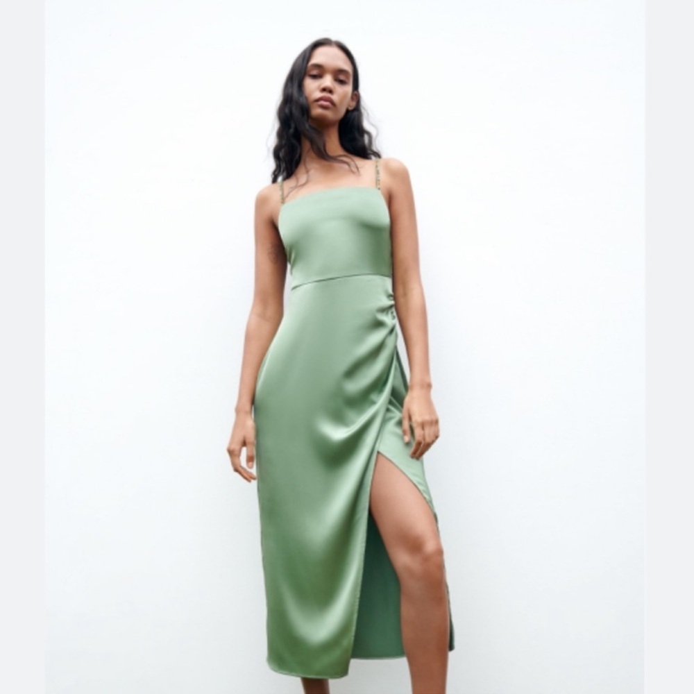 Zara slip dress with beads medium new with tags
